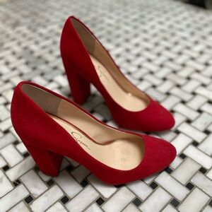 Red suede heels